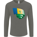 Curled Saint Vincent and Grenadines Flag Football Mens Long Sleeve T-Shirt Charcoal