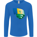 Curled Saint Vincent and Grenadines Flag Football Mens Long Sleeve T-Shirt Royal Blue