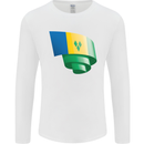 Curled Saint Vincent and Grenadines Flag Football Mens Long Sleeve T-Shirt White