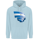 Curled Salvador Flag Salvadoran Day Football Childrens Kids Hoodie Light Blue