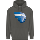 Curled Salvador Flag Salvadoran Day Football Childrens Kids Hoodie Storm Grey