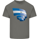 Curled Salvador Flag Salvadoran Day Football Kids T-Shirt Childrens Charcoal