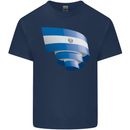 Curled Salvador Flag Salvadoran Day Football Kids T-Shirt Childrens Navy Blue