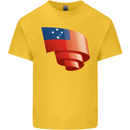 Curled Samoa Flag Samoan Day Football Kids T-Shirt Childrens Yellow