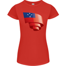 Curled Samoa Flag Samoan Day Football Womens Petite Cut T-Shirt Red