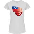 Curled Samoa Flag Samoan Day Football Womens Petite Cut T-Shirt White