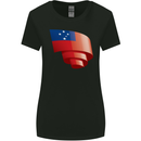 Curled Samoa Flag Samoan Day Football Womens Wider Cut T-Shirt Black