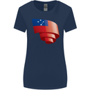 Curled Samoa Flag Samoan Day Football Womens Wider Cut T-Shirt Navy Blue