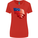 Curled Samoa Flag Samoan Day Football Womens Wider Cut T-Shirt Red