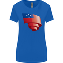 Curled Samoa Flag Samoan Day Football Womens Wider Cut T-Shirt Royal Blue