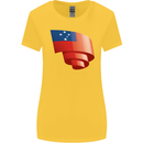 Curled Samoa Flag Samoan Day Football Womens Wider Cut T-Shirt Yellow
