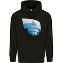 Curled San Marino Flag Sammarinese Day Football Childrens Kids Hoodie Black