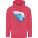 Curled San Marino Flag Sammarinese Day Football Childrens Kids Hoodie Heliconia