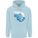 Curled San Marino Flag Sammarinese Day Football Childrens Kids Hoodie Light Blue