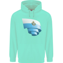Curled San Marino Flag Sammarinese Day Football Childrens Kids Hoodie Peppermint