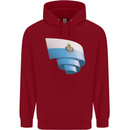 Curled San Marino Flag Sammarinese Day Football Childrens Kids Hoodie Red