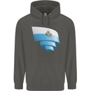 Curled San Marino Flag Sammarinese Day Football Childrens Kids Hoodie Storm Grey