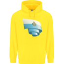 Curled San Marino Flag Sammarinese Day Football Childrens Kids Hoodie Yellow