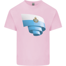 Curled San Marino Flag Sammarinese Day Football Kids T-Shirt Childrens Light Pink