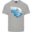 Curled San Marino Flag Sammarinese Day Football Kids T-Shirt Childrens Sports Grey
