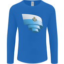 Curled San Marino Flag Sammarinese Day Football Mens Long Sleeve T-Shirt Royal Blue