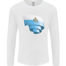 Curled San Marino Flag Sammarinese Day Football Mens Long Sleeve T-Shirt White