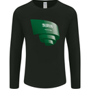 Curled Saudi Arabia Flag Arabian Day Football Mens Long Sleeve T-Shirt Black