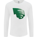 Curled Saudi Arabia Flag Arabian Day Football Mens Long Sleeve T-Shirt White