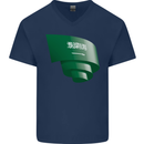 Curled Saudi Arabia Flag Arabian Day Football Mens V-Neck Cotton T-Shirt Navy Blue