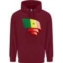 Curled Senegal Flag Senegalese Day Football Childrens Kids Hoodie Maroon