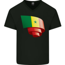 Curled Senegal Flag Senegalese Day Football Mens V-Neck Cotton T-Shirt Black