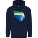 Curled Sierra Leone Flag Leonian Day Football Childrens Kids Hoodie Navy Blue