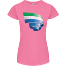 Curled Sierra Leone Flag Leonian Day Football Womens Petite Cut T-Shirt Azalea