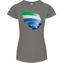 Curled Sierra Leone Flag Leonian Day Football Womens Petite Cut T-Shirt Charcoal