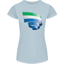 Curled Sierra Leone Flag Leonian Day Football Womens Petite Cut T-Shirt Light Blue