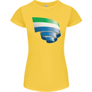 Curled Sierra Leone Flag Leonian Day Football Womens Petite Cut T-Shirt Yellow