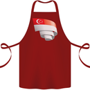Curled Singapore Flag Singaporean Day Football Cotton Apron 100% Organic Maroon