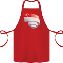 Curled Singapore Flag Singaporean Day Football Cotton Apron 100% Organic Red