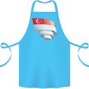 Curled Singapore Flag Singaporean Day Football Cotton Apron 100% Organic Turquoise