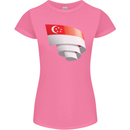 Curled Singapore Flag Singaporean Day Football Womens Petite Cut T-Shirt Azalea
