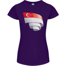 Curled Singapore Flag Singaporean Day Football Womens Petite Cut T-Shirt Purple