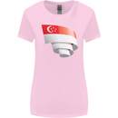 Curled Singapore Flag Singaporean Day Football Womens Wider Cut T-Shirt Light Pink