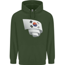 Curled South Korea Flag Korean Day Football Childrens Kids Hoodie Forest Green