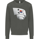 Curled South Korea Flag Korean Day Football Kids Sweatshirt Jumper Storm Grey