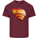 Curled Spain Flag Spanish Day Football Mens Cotton T-Shirt Tee Top Maroon