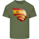 Curled Spain Flag Spanish Day Football Mens Cotton T-Shirt Tee Top Military Green