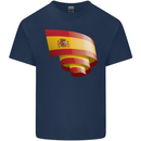 Curled Spain Flag Spanish Day Football Mens Cotton T-Shirt Tee Top Navy Blue