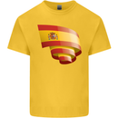 Curled Spain Flag Spanish Day Football Mens Cotton T-Shirt Tee Top Yellow