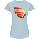 Curled Spain Flag Spanish Day Football Womens Petite Cut T-Shirt Light Blue