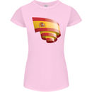 Curled Spain Flag Spanish Day Football Womens Petite Cut T-Shirt Light Pink